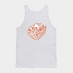 Sleeping Cat with Flowers Tank Top